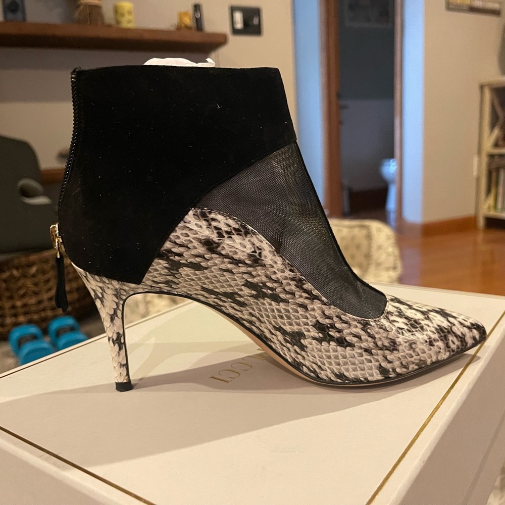 Bionda Castana Black Calf Suede w/Stone Elaphe Snakeskin Olga LT Size 36
